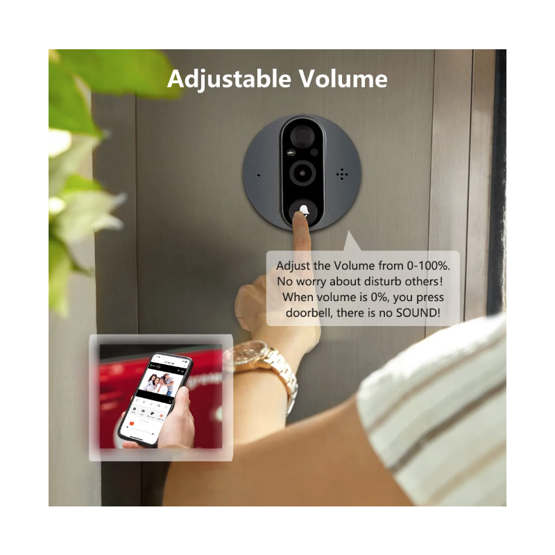 Tuya Smart 1080P HD-Kamera Guckloch Videokamera mit PIR Bewegungsmelder für Haussicherheit und Nachtsicht