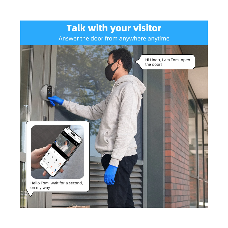 Tuya Smart 1080P HD-Kamera Guckloch Videokamera mit PIR Bewegungsmelder für Haussicherheit und Nachtsicht