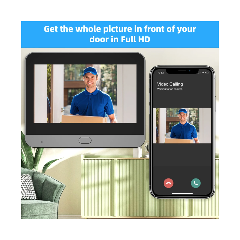Tuya Smart 1080P HD-Kamera Guckloch Videokamera mit PIR Bewegungsmelder für Haussicherheit und Nachtsicht