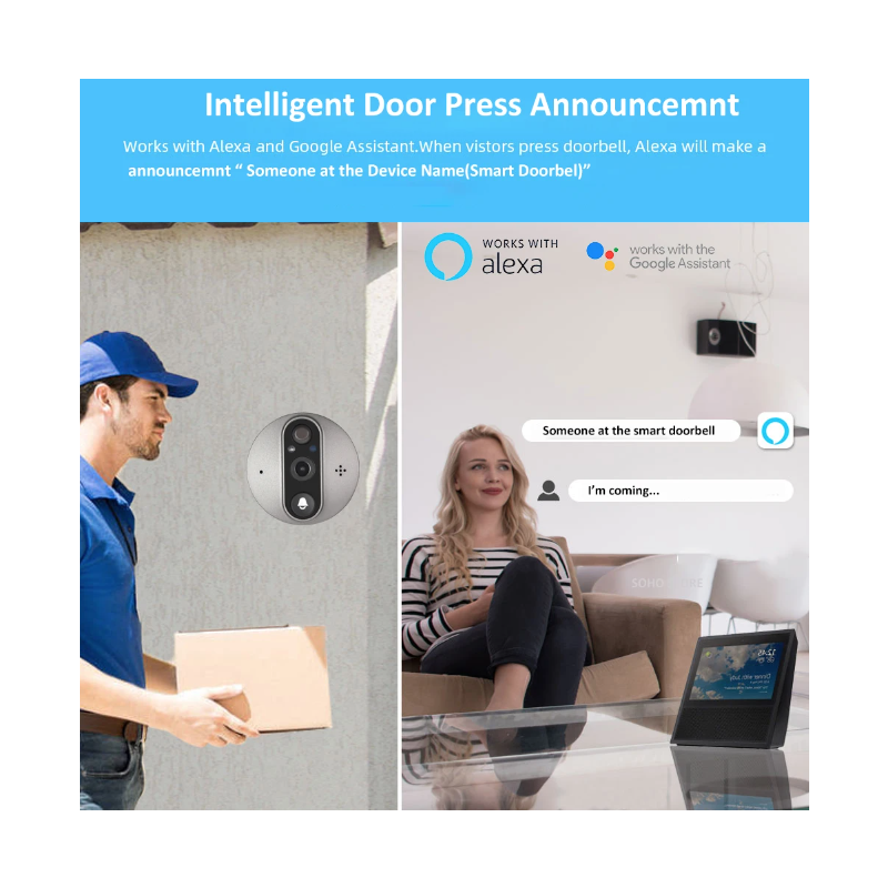 Tuya Smart 1080P HD-Kamera Guckloch Videokamera mit PIR Bewegungsmelder für Haussicherheit und Nachtsicht