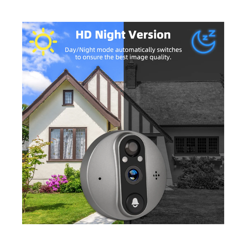 Tuya Smart 1080P HD-Kamera Guckloch Videokamera mit PIR Bewegungsmelder für Haussicherheit und Nachtsicht