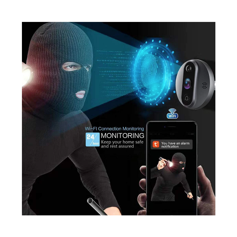 Tuya Smart 1080P HD-Kamera Guckloch Videokamera mit PIR Bewegungsmelder für Haussicherheit und Nachtsicht