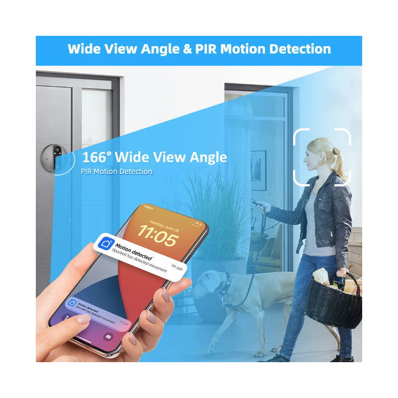Tuya Smart 1080P HD-Kamera Guckloch Videokamera mit PIR Bewegungsmelder für Haussicherheit und Nachtsicht