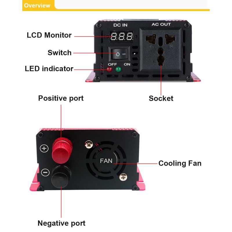 Reiner Sinus Wechselrichter 3000W DC 12V/24V zu AC 110V/220V langlebiger Inverter für empfindliche Elektronik