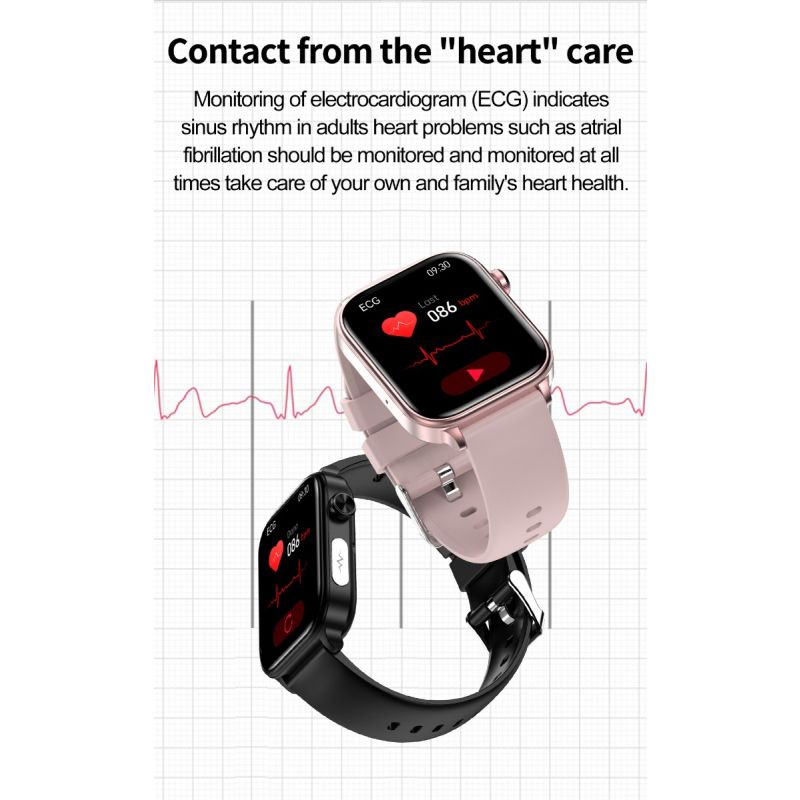 ET570 Smartwatch: Blutzucker- & EKG-Gesundheitsuhr. Herzfrequenz, Blutdruck, Fitness-Tracker, IP68 iOS/Android