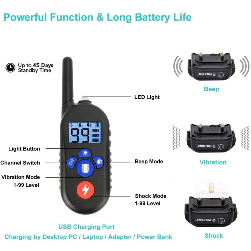 800m Elektrisches Hundehalsband mit Fernbedienung Haustierzubehör 3 Trainingsmodi für effektives Hundetraining