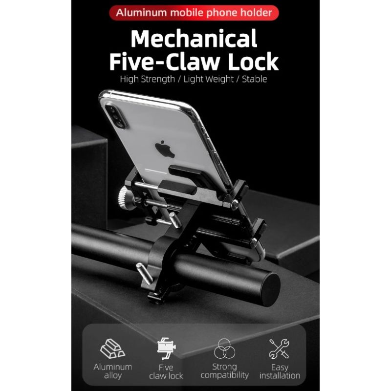 ROCKBROS Telefonhalter Motorrad Fahrrad CNC Aluminiumlegierung Stabil Langlebig Rutschfest Verstellbar Stabil