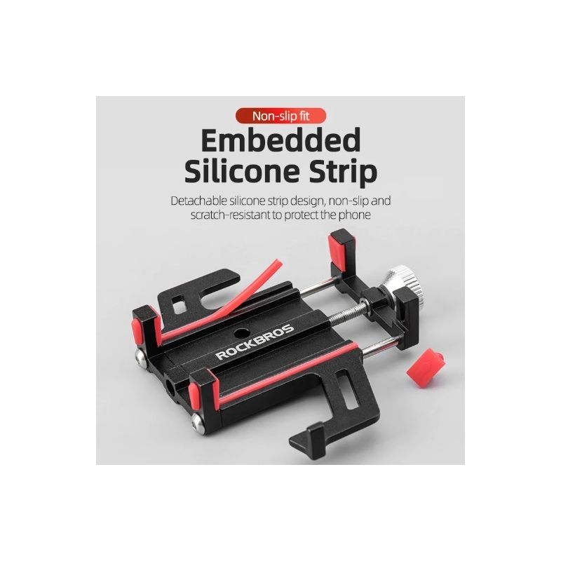 ROCKBROS Telefonhalter Motorrad Fahrrad CNC Aluminiumlegierung Stabil Langlebig Rutschfest Verstellbar Stabil