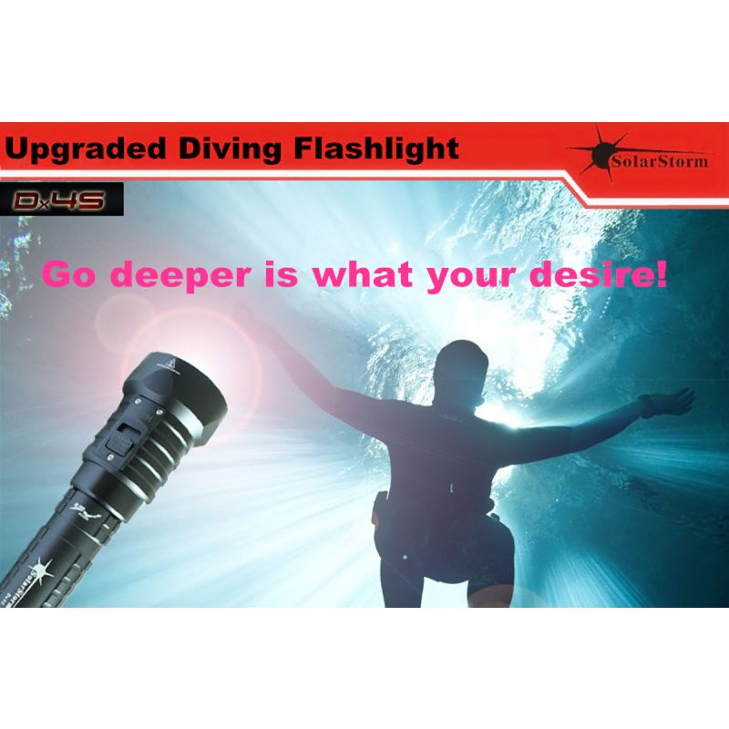 Solarstorm DX4S 4XU2 3200-Lumen LED Tauchlampe IPX8 wasserdichte Lampe für Unterwasser-Abenteuer und Korallenriff-Tauchen