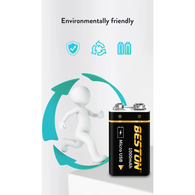 Beston 9V 1000mAh Micro USB Li-Ion Batterie Hochkapazität umweltfreundlich wiederaufladbar für RC Hubschrauber