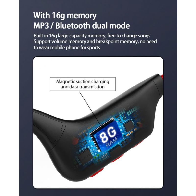 Knochenleitungs Schwimmkopfhörer 16GB IP68 Wasserdicht Bluetooth MP3-Musik-Player Sportkopfhörer Sicheres Hören