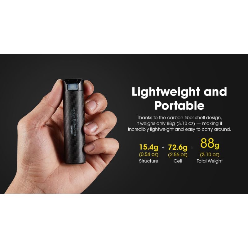 Nitecore Carbon Battery 6K Powerbank USB-C 6000mAh - Leicht, wasserdicht, Outdoor & Camping