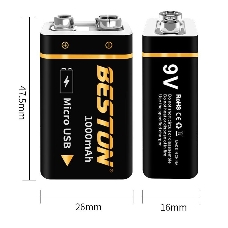 Beston 9V 1000mAh Micro USB Li-Ion Batterie Hochkapazität umweltfreundlich wiederaufladbar für RC Hubschrauber