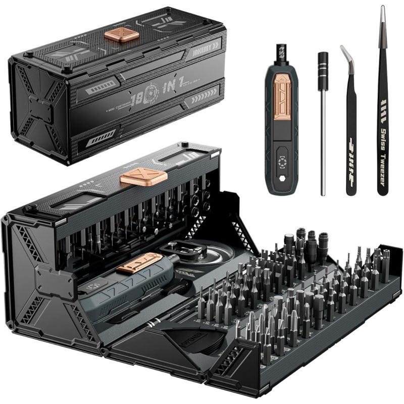 JAKEMY JM-8192 Präzisions-Schraubendreher-Set | 160 magnetische Bits für Laptop & Elektronik Reparatur Profi-Werkzeug