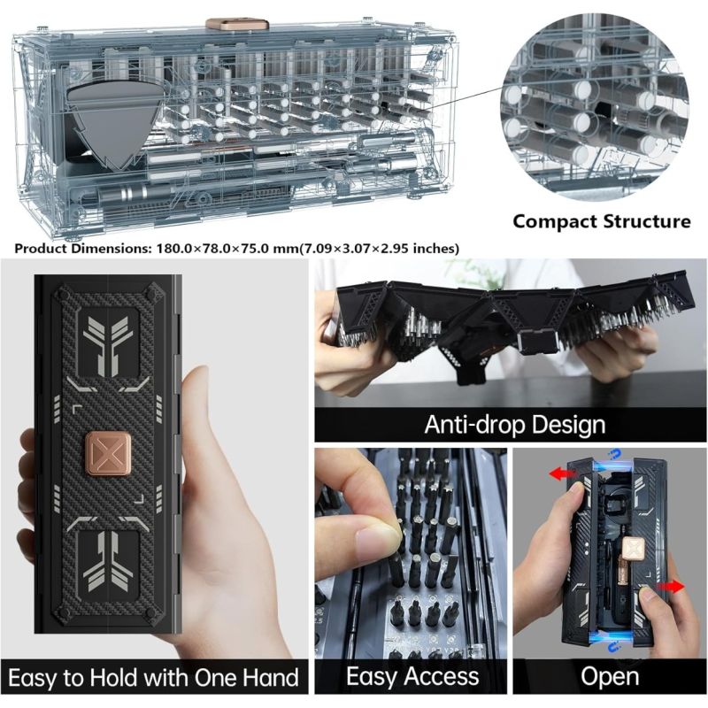 JAKEMY JM-8192 Präzisions-Schraubendreher-Set | 160 magnetische Bits für Laptop & Elektronik Reparatur Profi-Werkzeug
