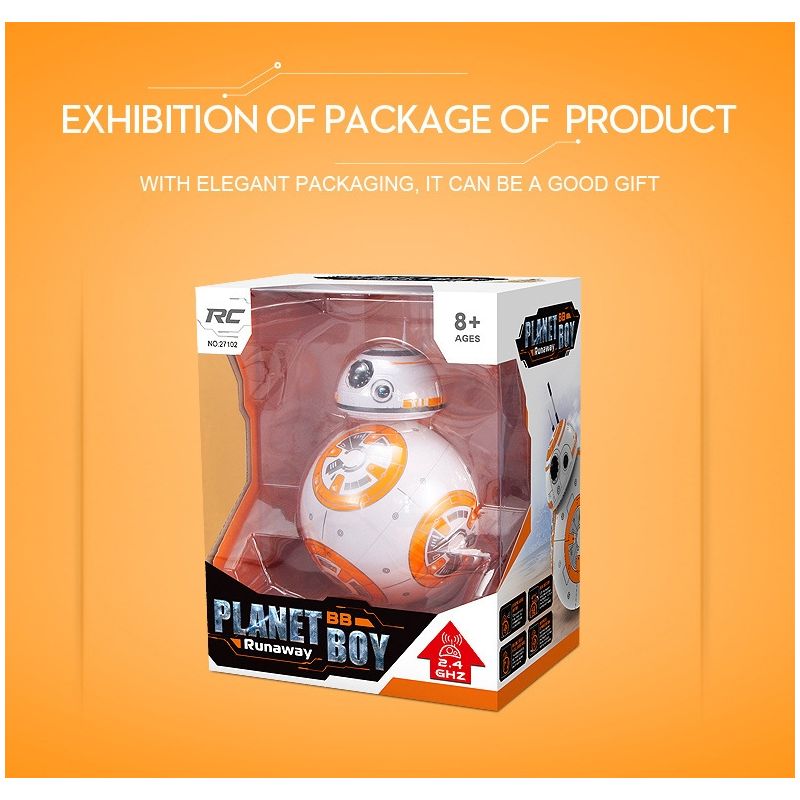 20,5cm interaktiver Fernbedienung Roboter BB-8 Star Wars Spielzeug mit 360° Rotation Geschenkspielzeug für Kinder