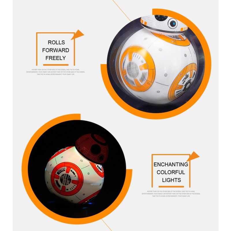 20,5cm interaktiver Fernbedienung Roboter BB-8 Star Wars Spielzeug mit 360° Rotation Geschenkspielzeug für Kinder