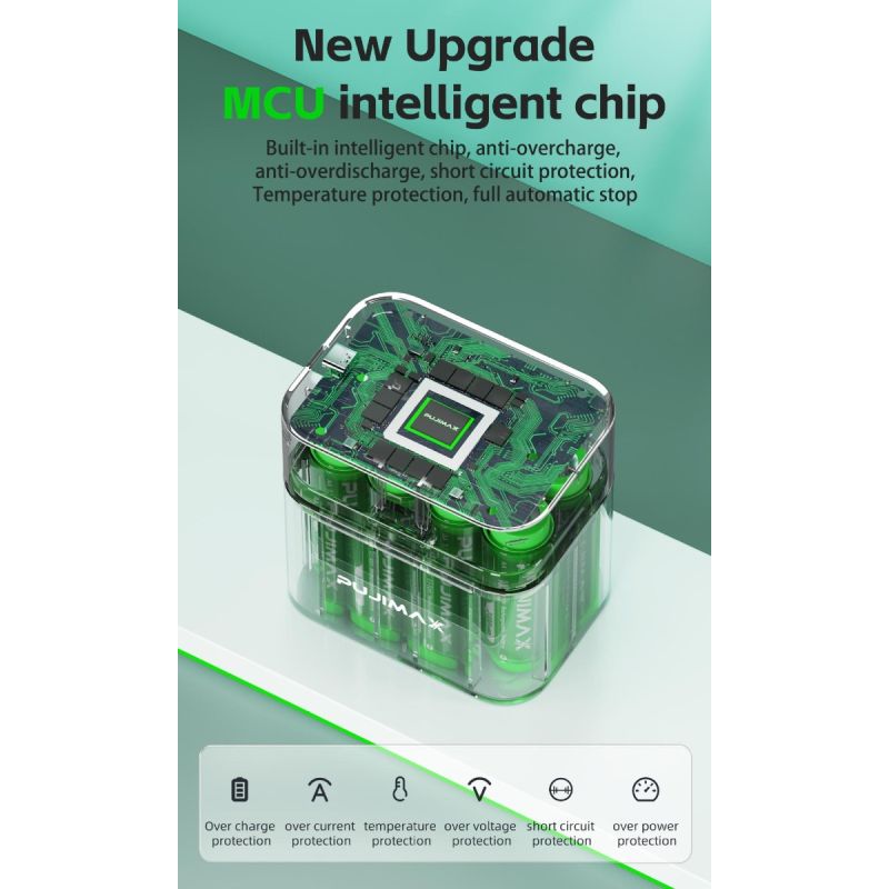 Entdecken Sie das 8-Slot-Ladegerät mit smartem Flip-Top-Fach und Typ-C-Anschluss für AA-Lithium-Batterien