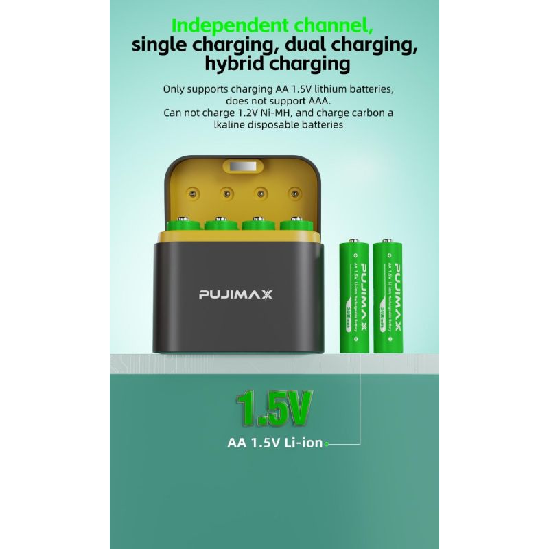 Entdecken Sie das 8-Slot-Ladegerät mit smartem Flip-Top-Fach und Typ-C-Anschluss für AA-Lithium-Batterien