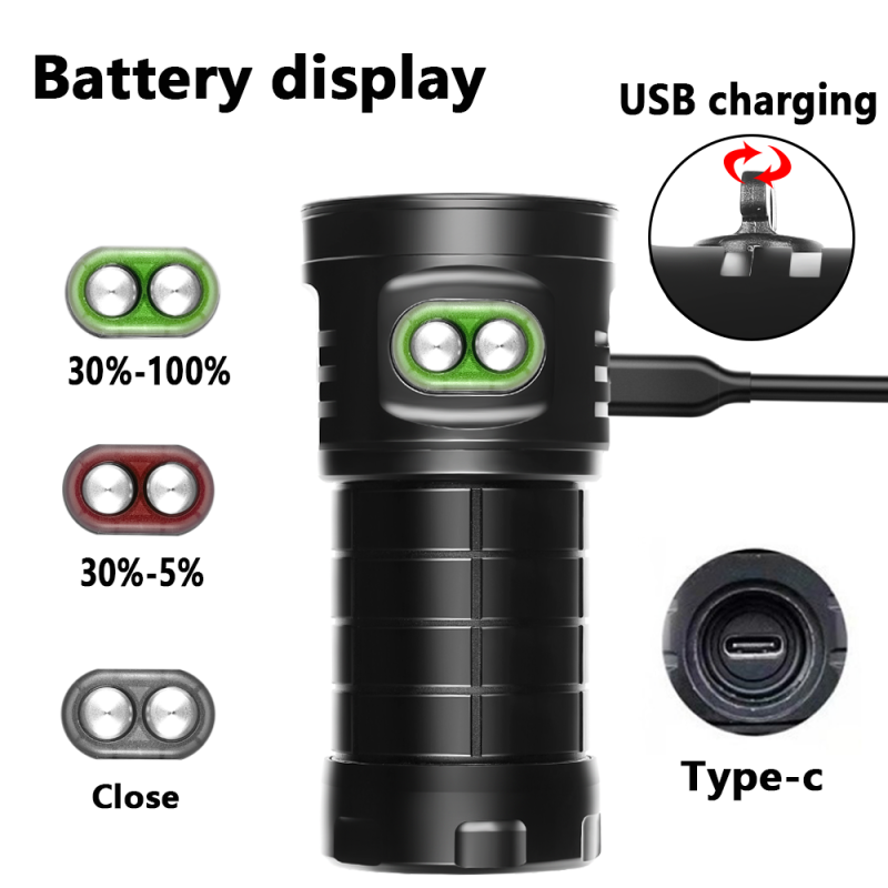 C16 Unterwasser-Tauchen-Taschenlampe LED 100M wasserdicht für Unterwasserabenteuer mit einstellbarer Helligkeit