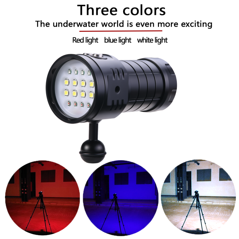 C16 Unterwasser-Tauchen-Taschenlampe LED 100M wasserdicht für Unterwasserabenteuer mit einstellbarer Helligkeit