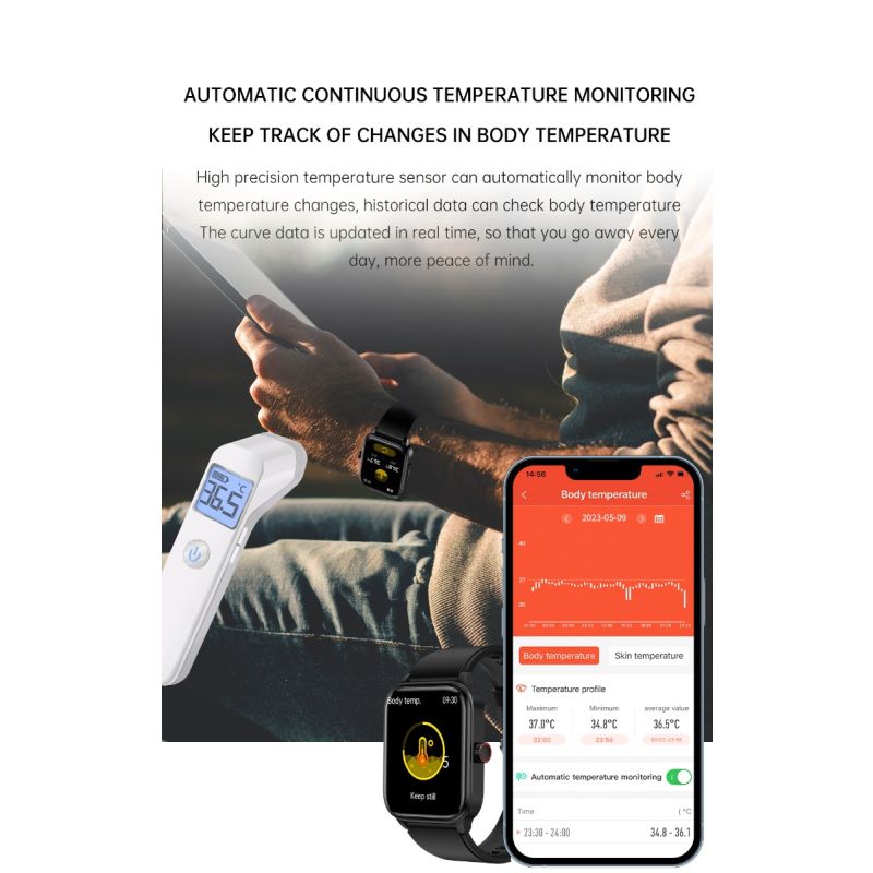 ET540 Smartwatch Fitness Tracker: Blutzucker EKG Bluetooth-Anruf Medizinische KI-Diagnose 1.85