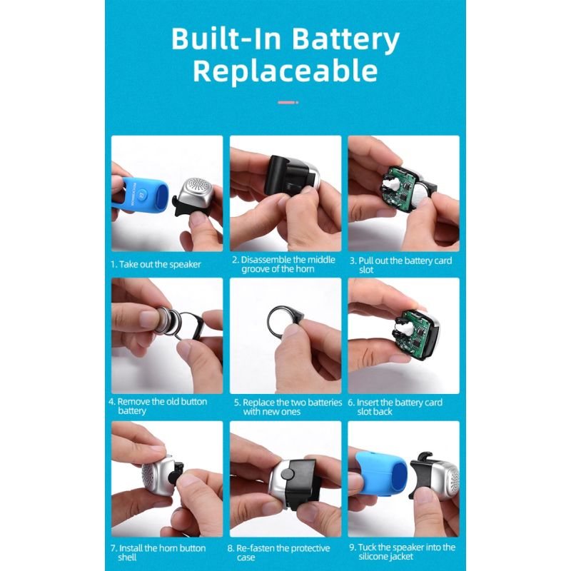 ROCKBROS Elektrische Fahrradklingel 110 dB Kristallklarer Warnton Regenfest MTB Fahrradzubehör Sicherheit Radfahren