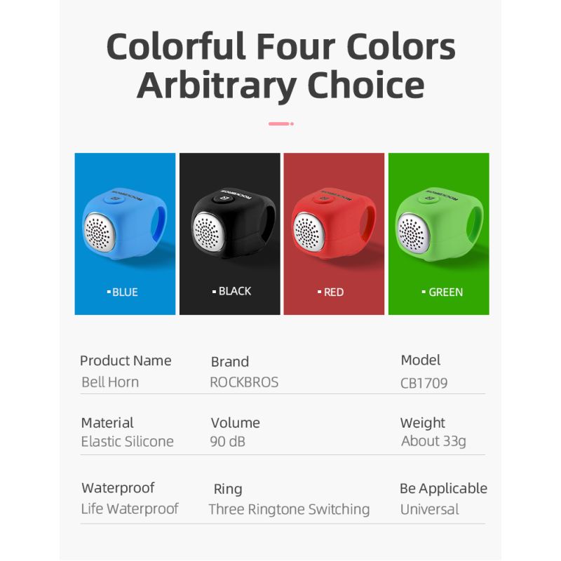 ROCKBROS Elektrische Fahrradklingel 110 dB Kristallklarer Warnton Regenfest MTB Fahrradzubehör Sicherheit Radfahren