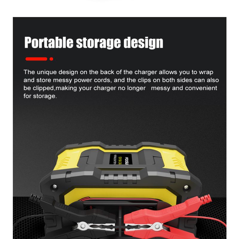 FOXSUR tragbares Autobatterie-Ladegerät 12V 24V für AGM LiFePO4 und Blei-Säure-Batterien mikroprozessorgesteuert