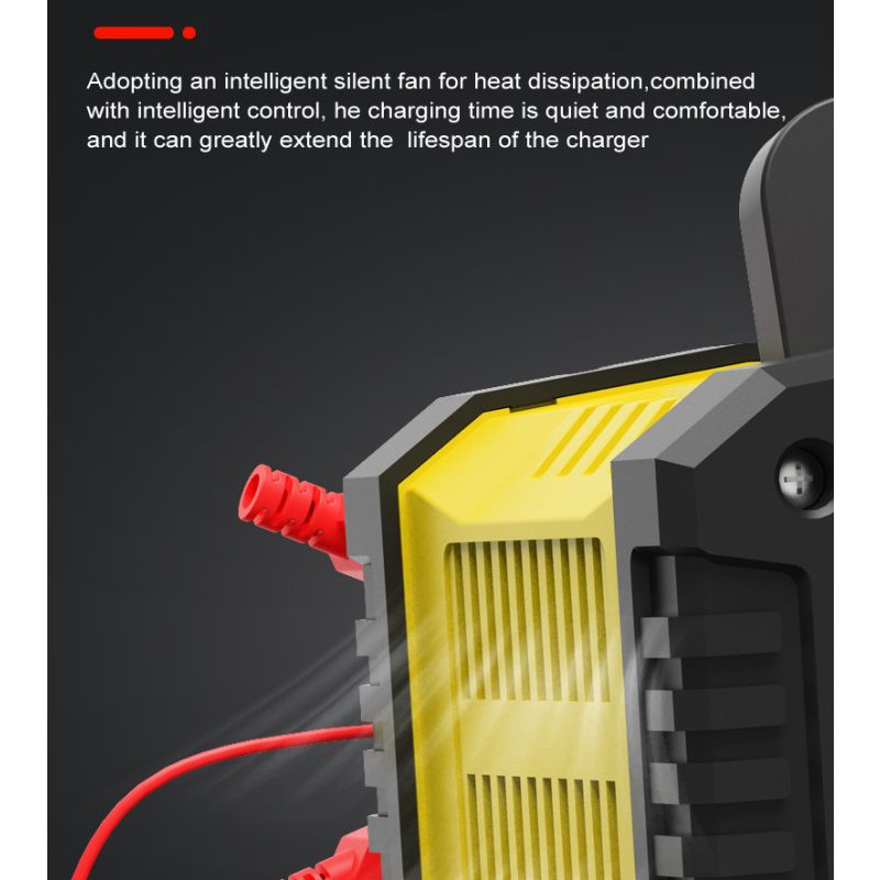 FOXSUR tragbares Autobatterie-Ladegerät 12V 24V für AGM LiFePO4 und Blei-Säure-Batterien mikroprozessorgesteuert