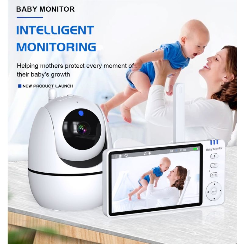 ABM501 Video Baby Monitor 2.4G Wireless 5.0 Zoll LCD mit Nachtsicht Tragbar für Familiensicherheit