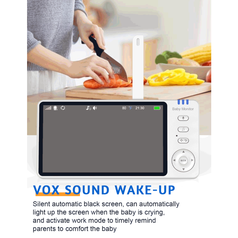 ABM501 Video Baby Monitor 2.4G Wireless 5.0 Zoll LCD mit Nachtsicht Tragbar für Familiensicherheit