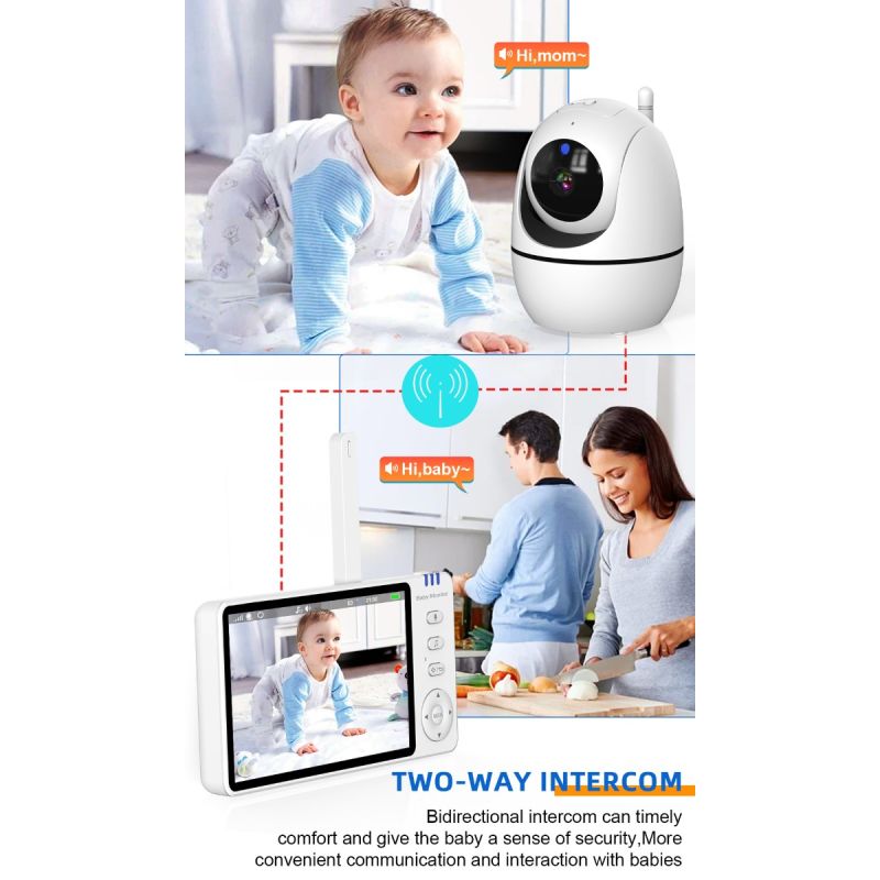 ABM501 Video Baby Monitor 2.4G Wireless 5.0 Zoll LCD mit Nachtsicht Tragbar für Familiensicherheit