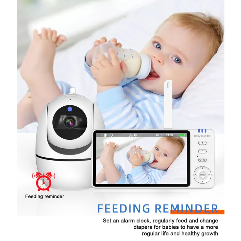 ABM501 Video Baby Monitor 2.4G Wireless 5.0 Zoll LCD mit Nachtsicht Tragbar für Familiensicherheit