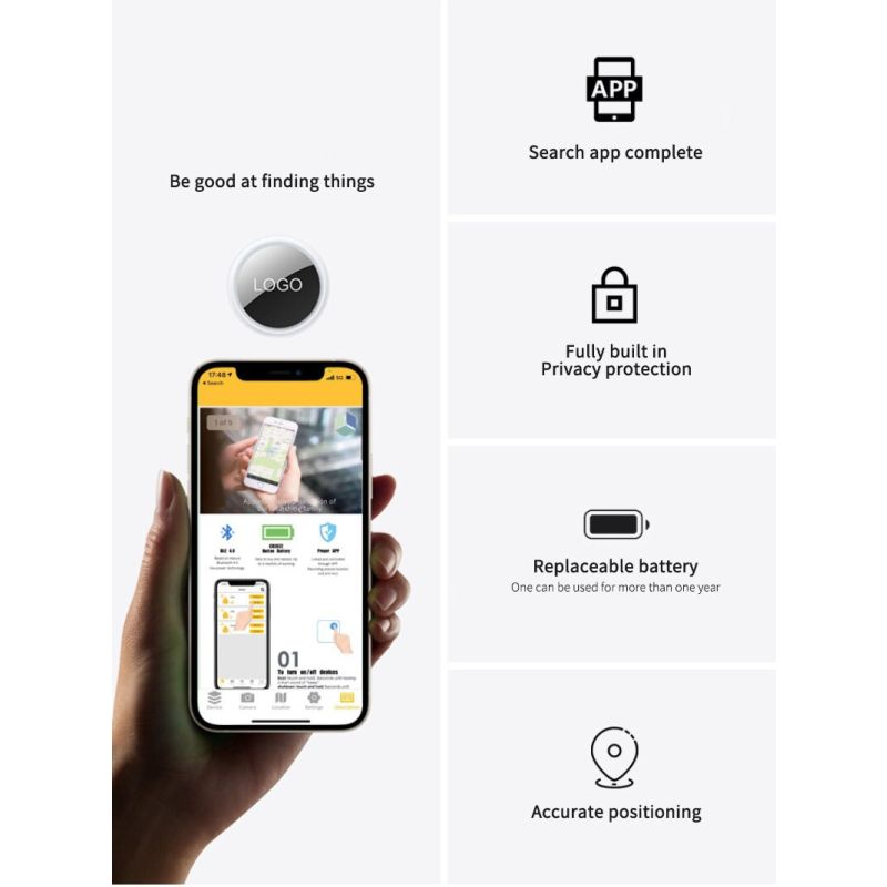 Mini GPS Tracker Bluetooth 4.0 Smart Locator Kompaktes Design Haustier Tracker mit iSearching App und One Touch Find