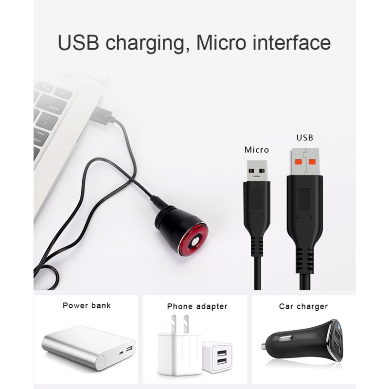 ANTUSI Q5 Smart Fahrrad Rücklicht mit Auto Start Stopp und Bremserkennung IPx6 wasserdicht für Stadtradfahren