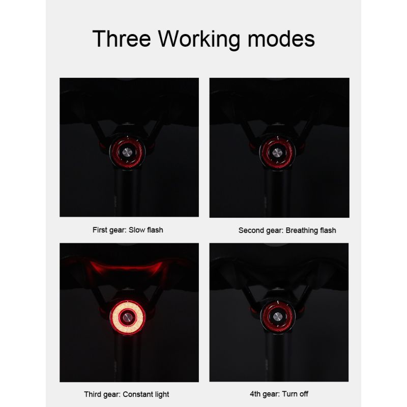 ANTUSI Q5 Smart Fahrrad Rücklicht mit Auto Start Stopp und Bremserkennung IPx6 wasserdicht für Stadtradfahren