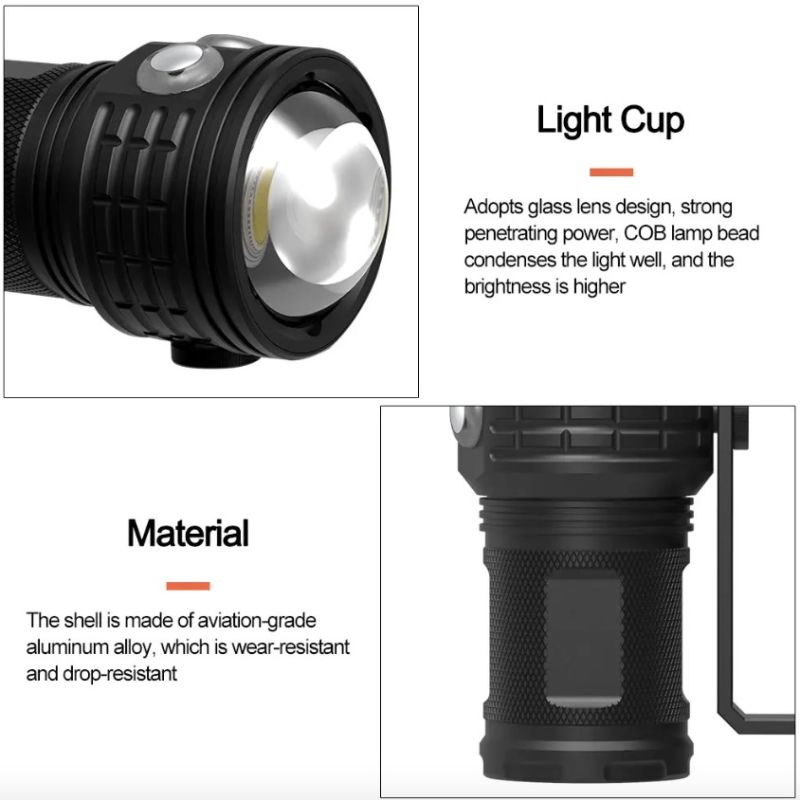 B12 LED Tauchtaschenlampe IPX8 wasserdicht robuste Taschenlampe für Unterwasserfotografie und Abenteuer