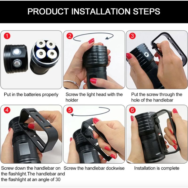 B12 LED Tauchtaschenlampe IPX8 wasserdicht robuste Taschenlampe für Unterwasserfotografie und Abenteuer