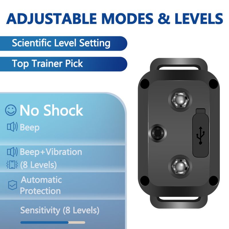 Intelligentes wasserdichtes Antibell-Hundehalsband wiederaufladbarer Rindenstopper mit einstellbaren Trainingsmodi