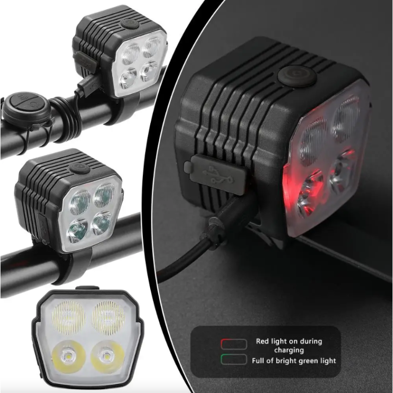 Fahrradlicht Hupe 2-in-1 MTB, USB wiederaufladbar Vorderlicht LED Fahrradzubehör Mountainbike Licht laute Fahrradklingel