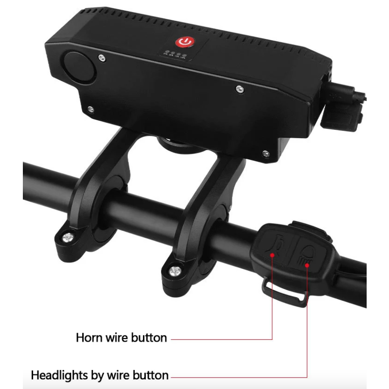 USB wiederaufladbare Fahrradlicht mit 120dB Fahrradhupe wasserdichte Frontleuchte und Sicherheitszubehör für Radfahrer