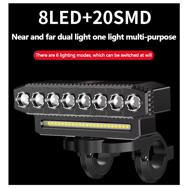 USB wiederaufladbare Fahrradlicht mit 120dB Fahrradhupe wasserdichte Frontleuchte und Sicherheitszubehör für Radfahrer