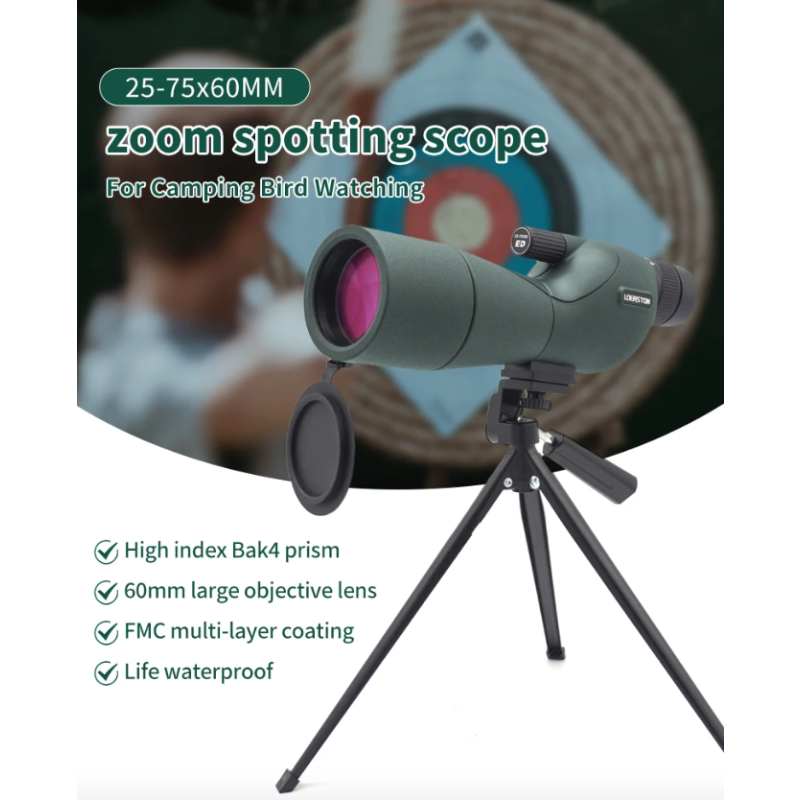 25-75x60 Zoom Spektiv ED Monokular | Leistungsstarkes Teleskop Bak4 Prisma für Outdoor, Vogelbeobachtung