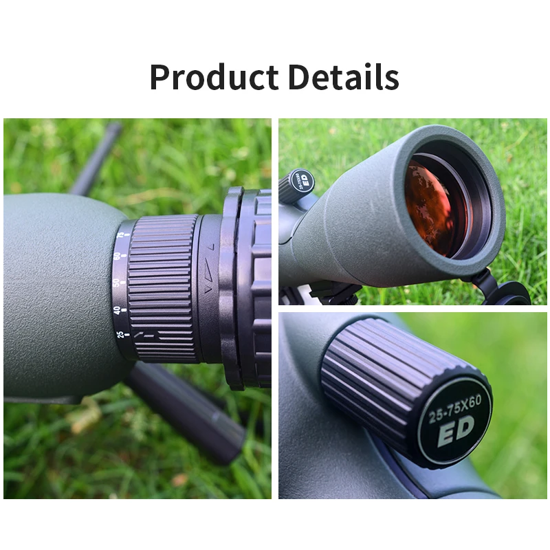 25-75x60 Zoom Spektiv ED Monokular | Leistungsstarkes Teleskop Bak4 Prisma für Outdoor, Vogelbeobachtung