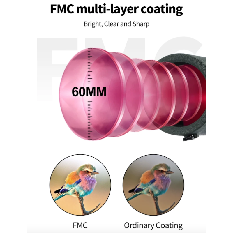 25-75x60 Zoom Spektiv ED Monokular | Leistungsstarkes Teleskop Bak4 Prisma für Outdoor, Vogelbeobachtung