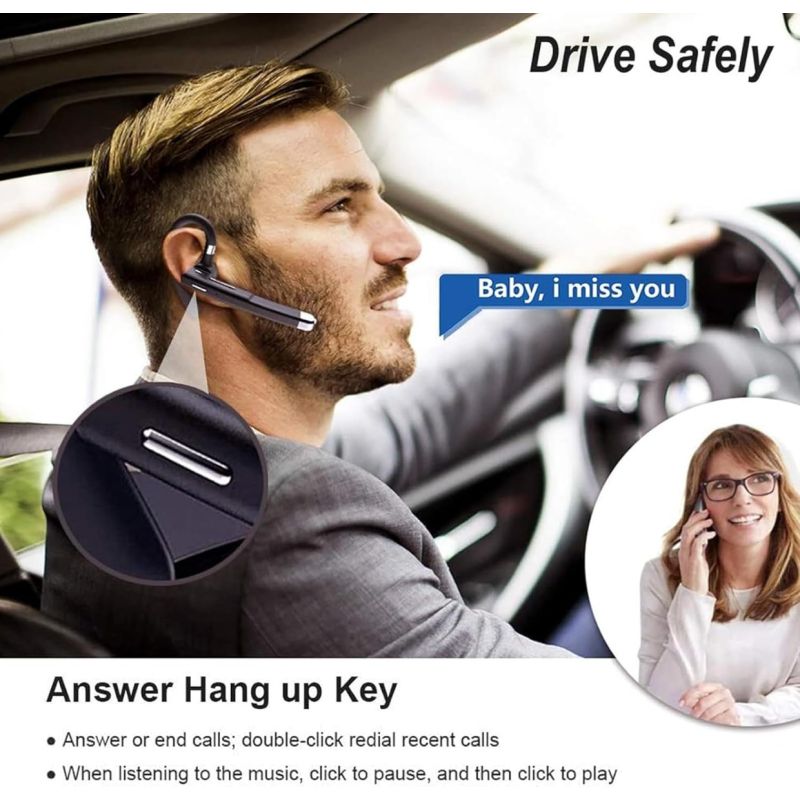 Kabelloses Headset mit Mikrofon für Business & Sport | Bluetooth 5.3 Kopfhörer mit ENC & CVC8.0 | Freisprech & Hi-Fi