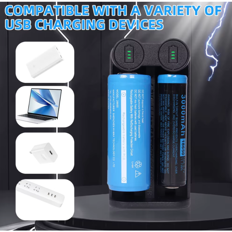 21700 Batterieladegerät für 18650 CR123A 14500 mit intelligenter MCU-Technologie und Sicherheitsfunktionen