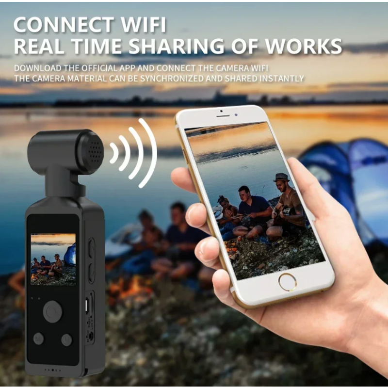 4K Mini Action Kamera - 270° drehbare Vlog, Wi-Fi Outdoor Sport Kamera. Wasserdicht & tragbar! GoPro Alternative.
