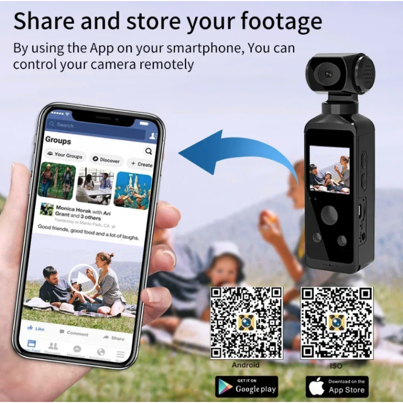 4K Mini Action Kamera - 270° drehbare Vlog, Wi-Fi Outdoor Sport Kamera. Wasserdicht & tragbar! GoPro Alternative.